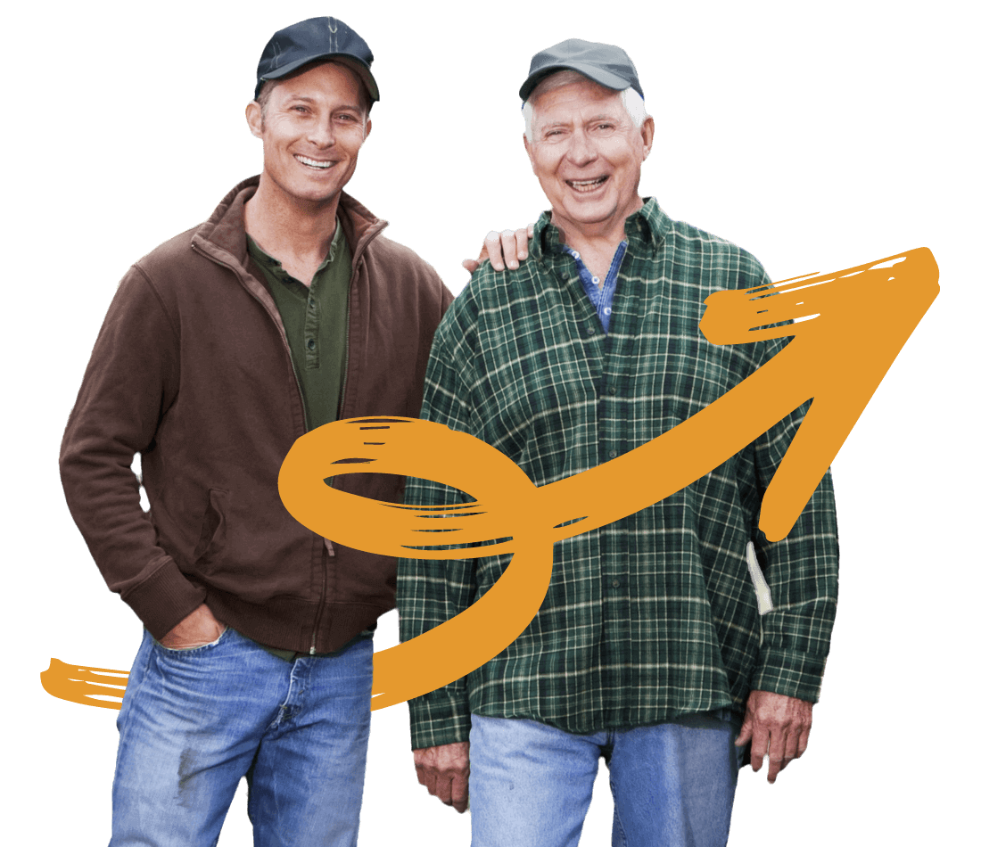 Two smiling farmers, happy to be working with G3