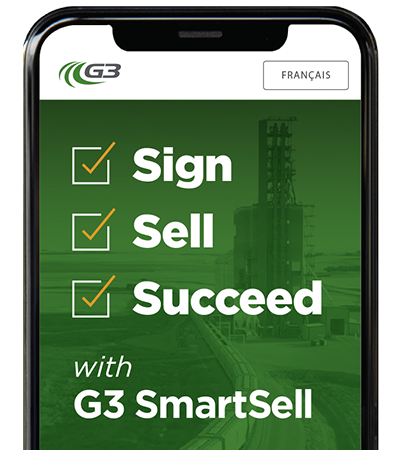 An iPhone listing the slogan of Sign, Sell, Succeed with G3 SmartSell